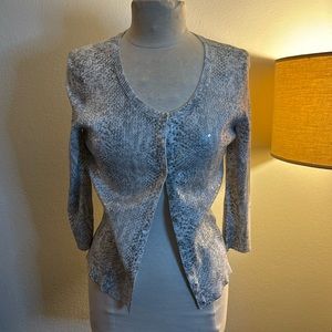 White House Black Market snake skin sweater cardigan with sequins NWT